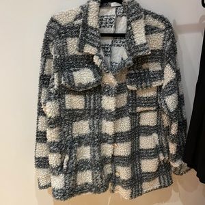 Grey and white fuzzy jacket